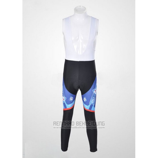 2010 Fahrradbekleidung FDJ Wei und Azurblau Trikot Langarm und Tragerhose